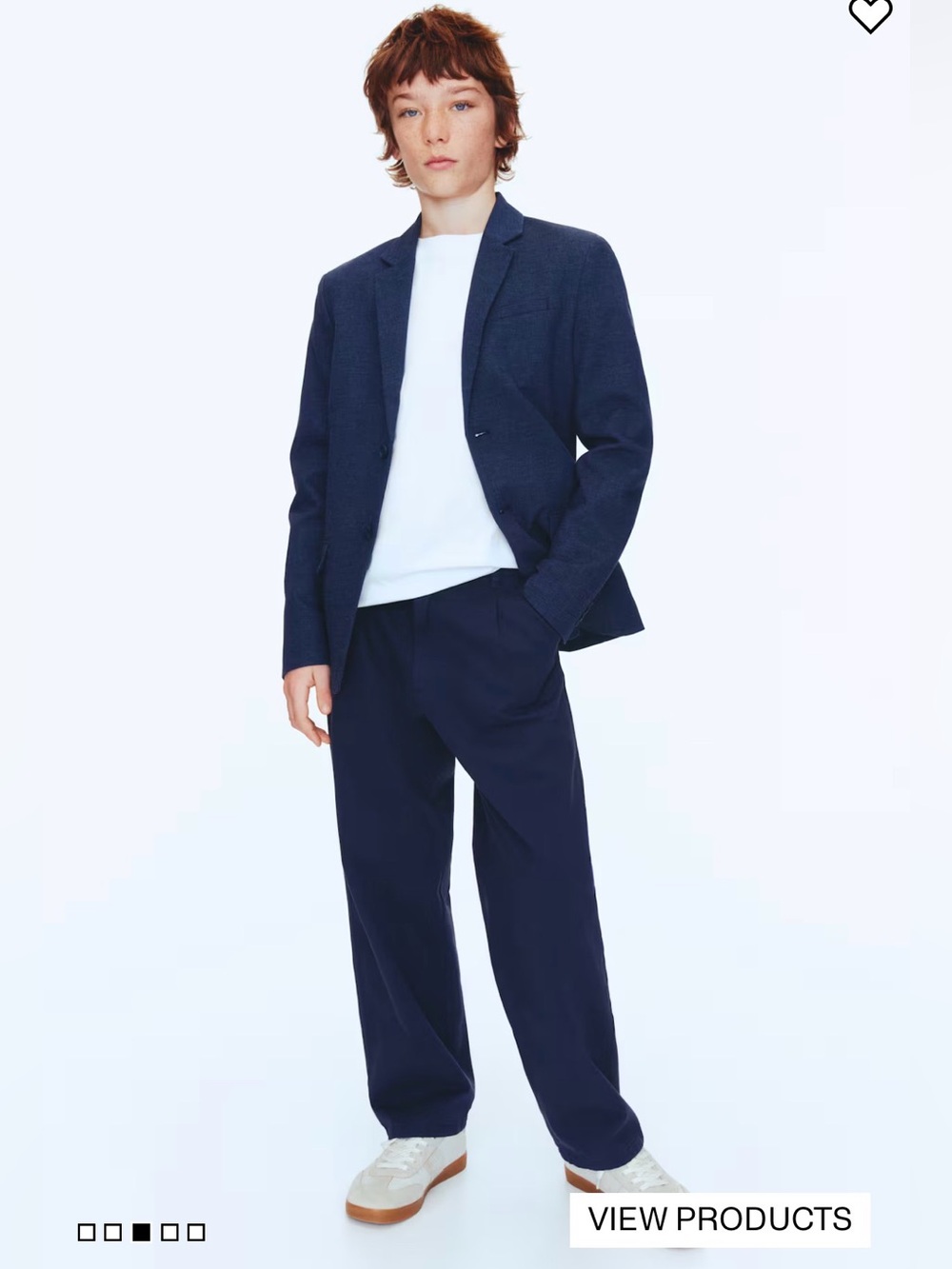 H&M Linen Blend Navy Blue Suit Boys 18